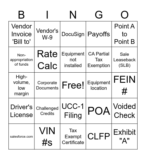 EFFI Documentation Bingo! Bingo Card