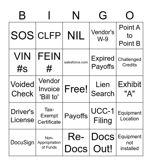 EFFI Documentation Bingo! Bingo Card