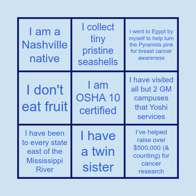 Yoshi, Inc. 2023 Trek Bingo Card