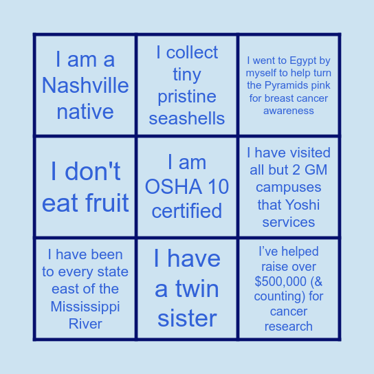 Yoshi, Inc. 2023 Trek Bingo Card