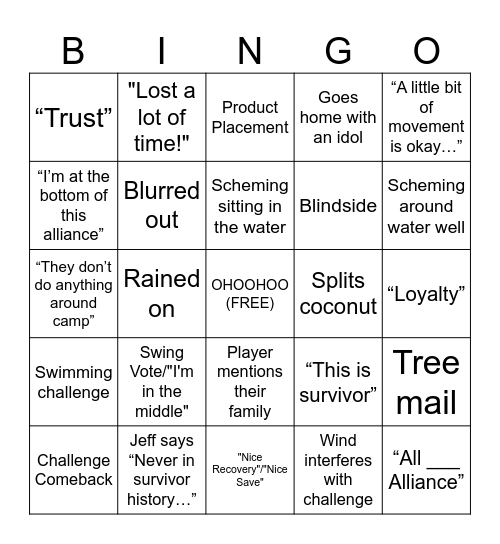 THIS IS SURVIVOR Bingo Card