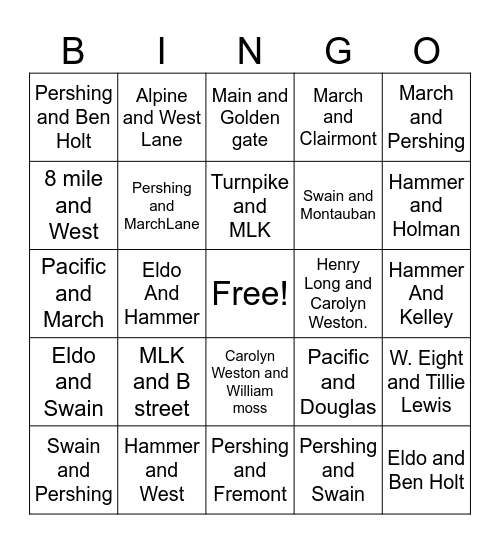 #SPFD Bingo sideshow 2023 Bingo Card