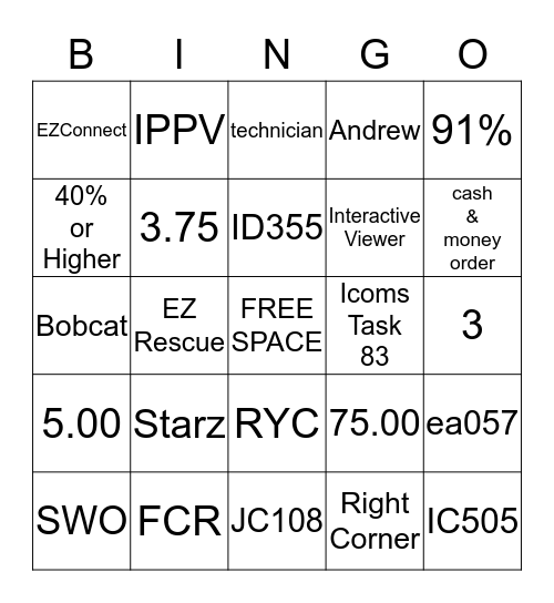 Team Kern Bingo Card