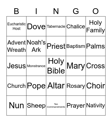 Catholic Bingo Card