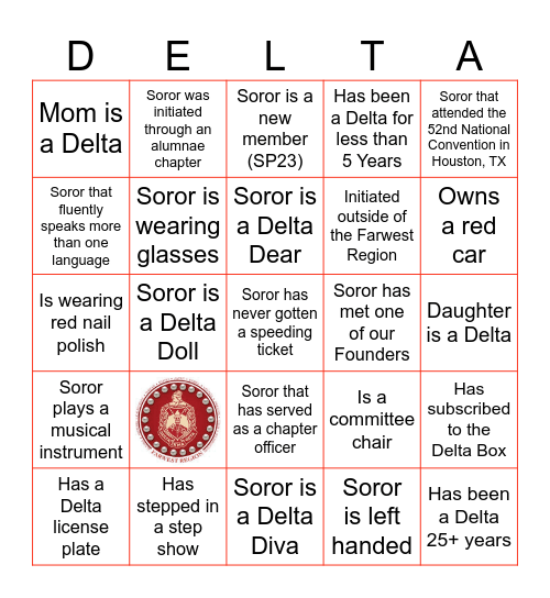 FARWEST DELTA BINGO Card