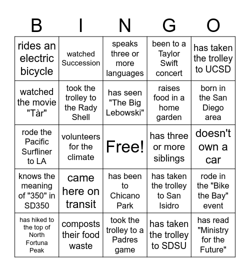 Human Bingo Card