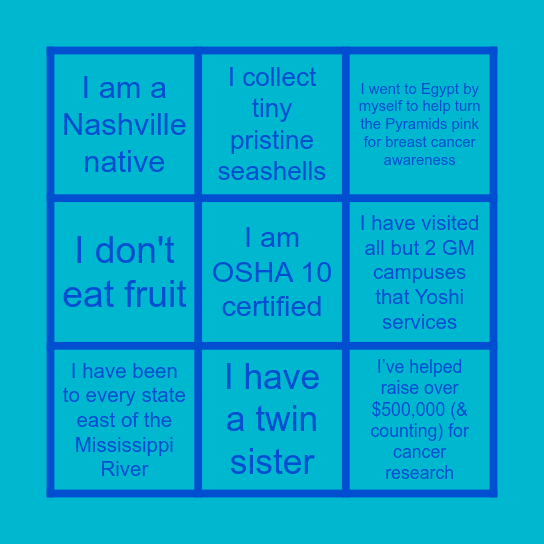 Yoshi, Inc. 2023 Team Trek Bingo! Bingo Card