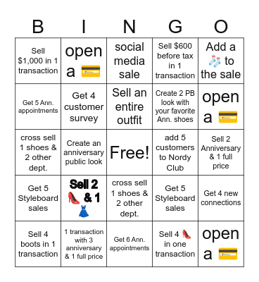 Women's Shoes Bingo 👠👟 Bingo Card