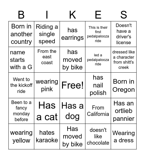 Fancy Mondays Bingo Card