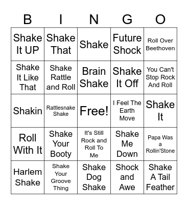 Earth Quake Bingo Card