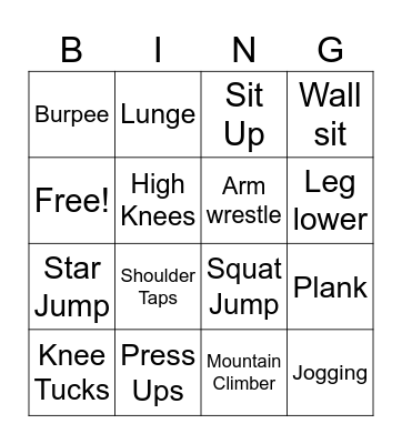 FITNESS BINGO Card