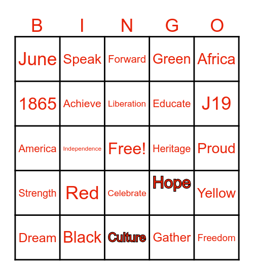 Juneteenth Celebration! Bingo Card