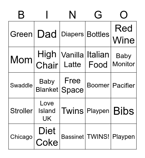 Chloe Bingo Card