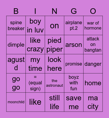 @qtyoonqi’s bingo Card