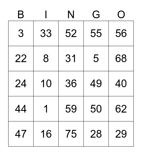 Bingo EE PAPP Bingo Card
