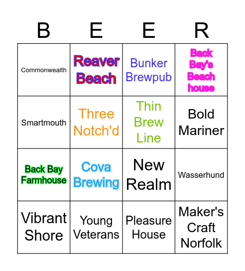 Beer Bingo! Bingo Card