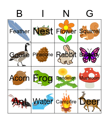 Nature Bingo Card