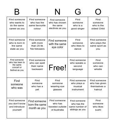 HUMAN BINGO Card