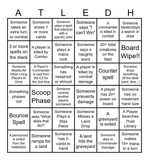 Final Pod Bingo Card