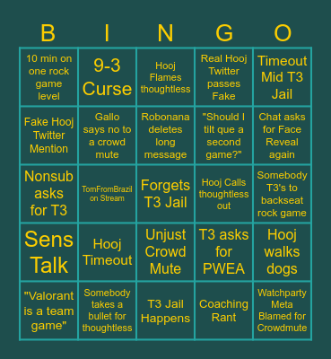 Watch Party Meta Bingo Card