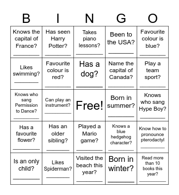 Ice-Breaker Bingo Card