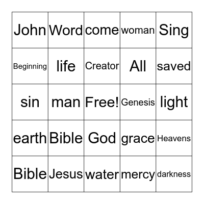 Color in the square when you hear each word Bingo Card