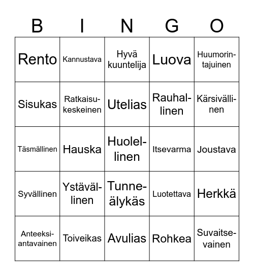 Vahvuus-Bingo Card