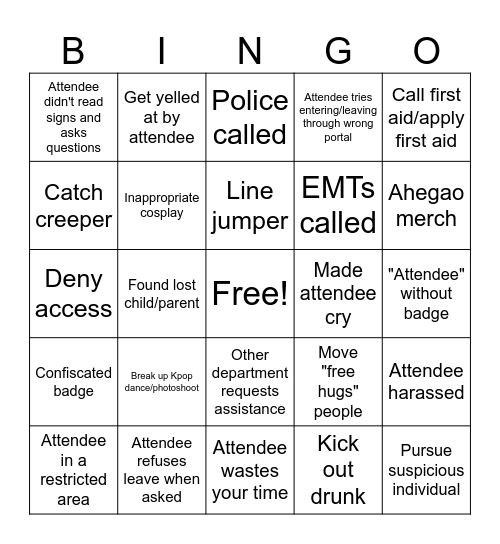 Crowd Control Bingo Card