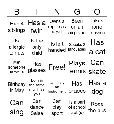 FIND YOUR BUDDY Bingo Card