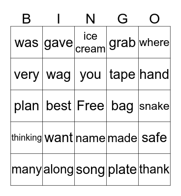 Unit 16 Bingo Card