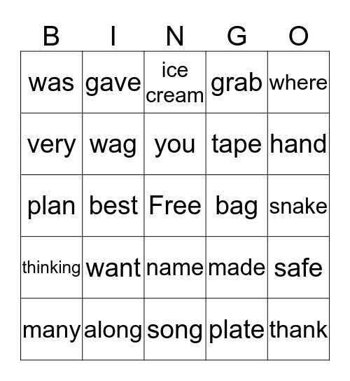 Unit 16 Bingo Card