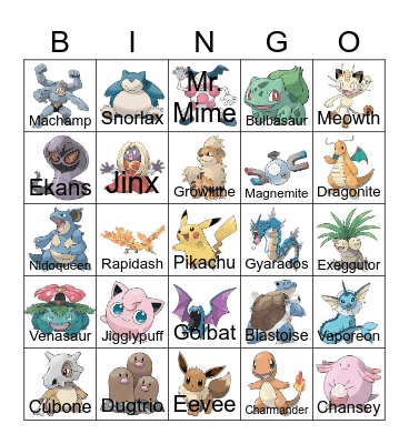 Pokemon Bingo! Bingo Card