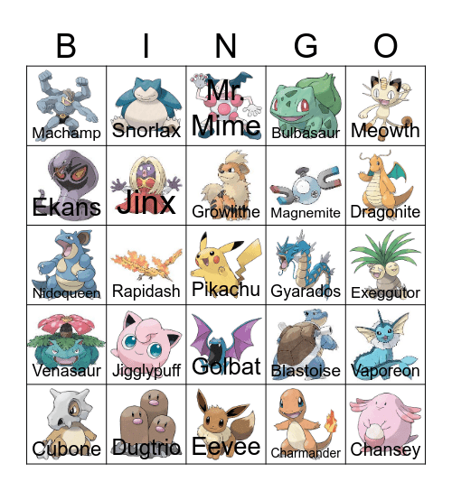 Pokemon Bingo! Bingo Card