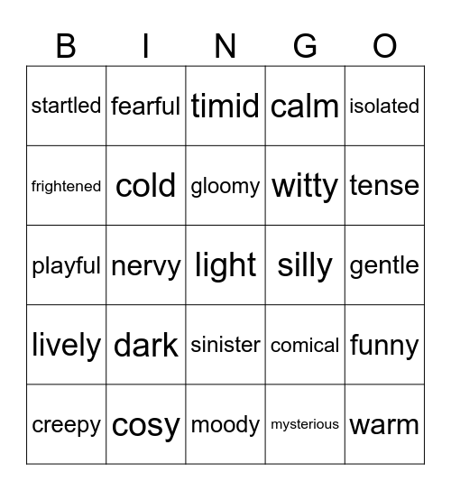 Creating Mood & Atmosphere Bingo Card