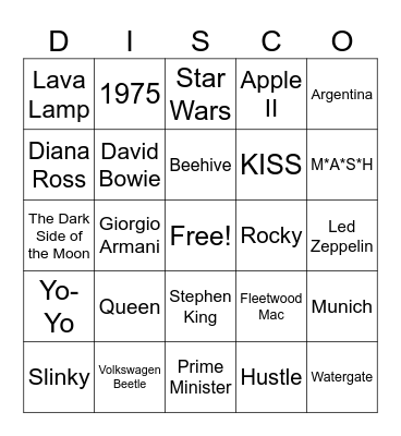 70s Trivia! Bingo Card