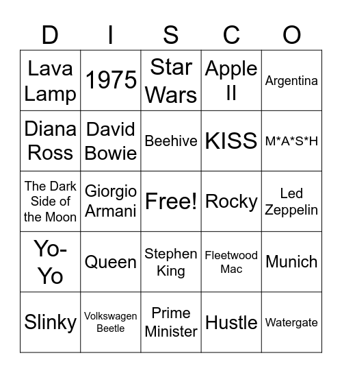 70s Trivia! Bingo Card