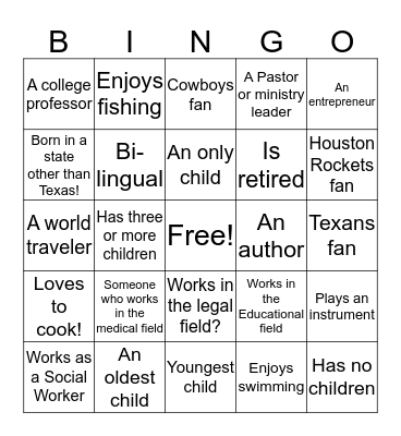 Human Bingo Card