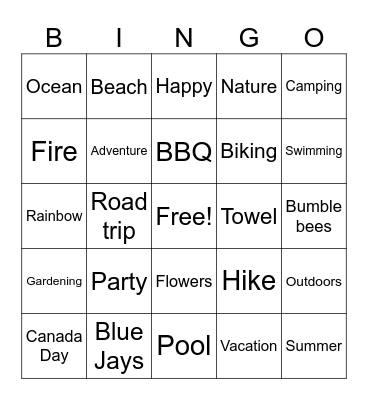 All things Summer Bingo Card