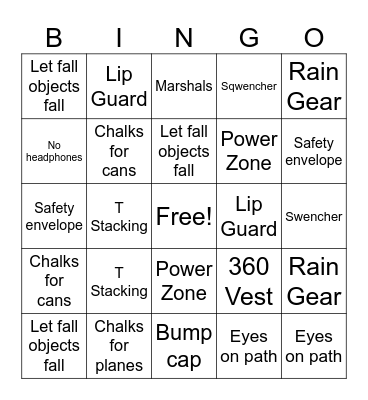 Safety of Summer Bingo Card