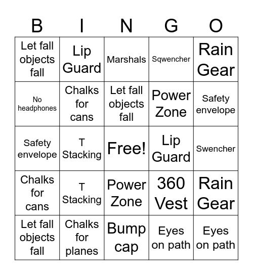 Safety of Summer Bingo Card