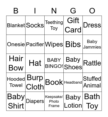 Baby Bingo Card