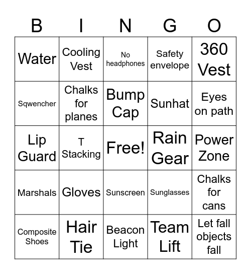 Summer of Safety Bingo Card