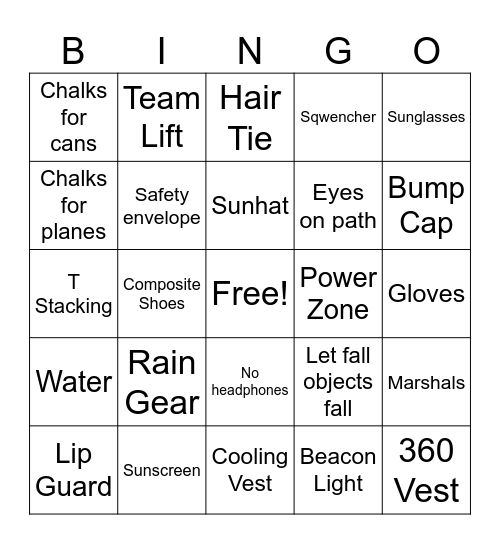 Summer of Safety Bingo Card