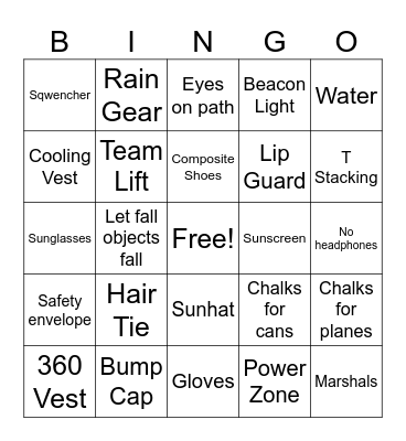 Summer of Safety Bingo Card