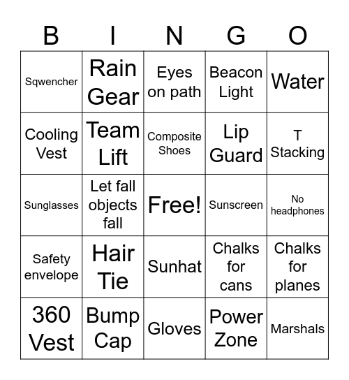 Summer of Safety Bingo Card