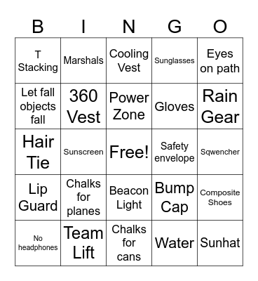 Summer of Safety Bingo Card
