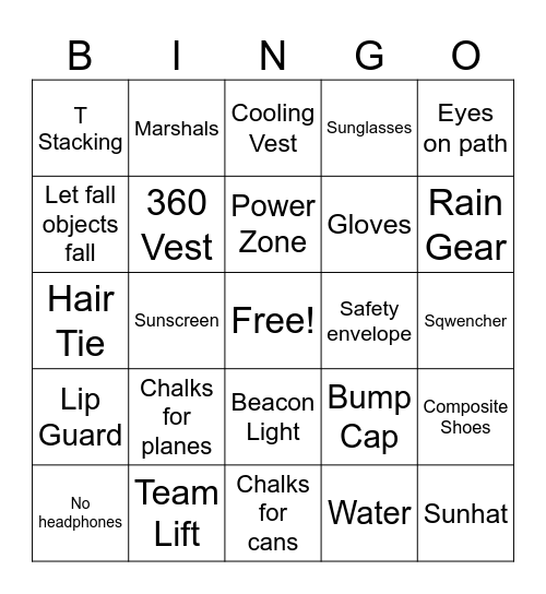 Summer of Safety Bingo Card