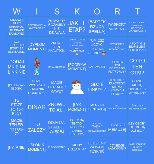 🐱‍💻Throwbackowe Wiskortowe Bingo 🐘 Bingo Card