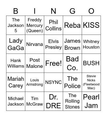 Musicians Bingo Card