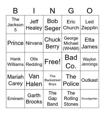 Musicians Bingo Card